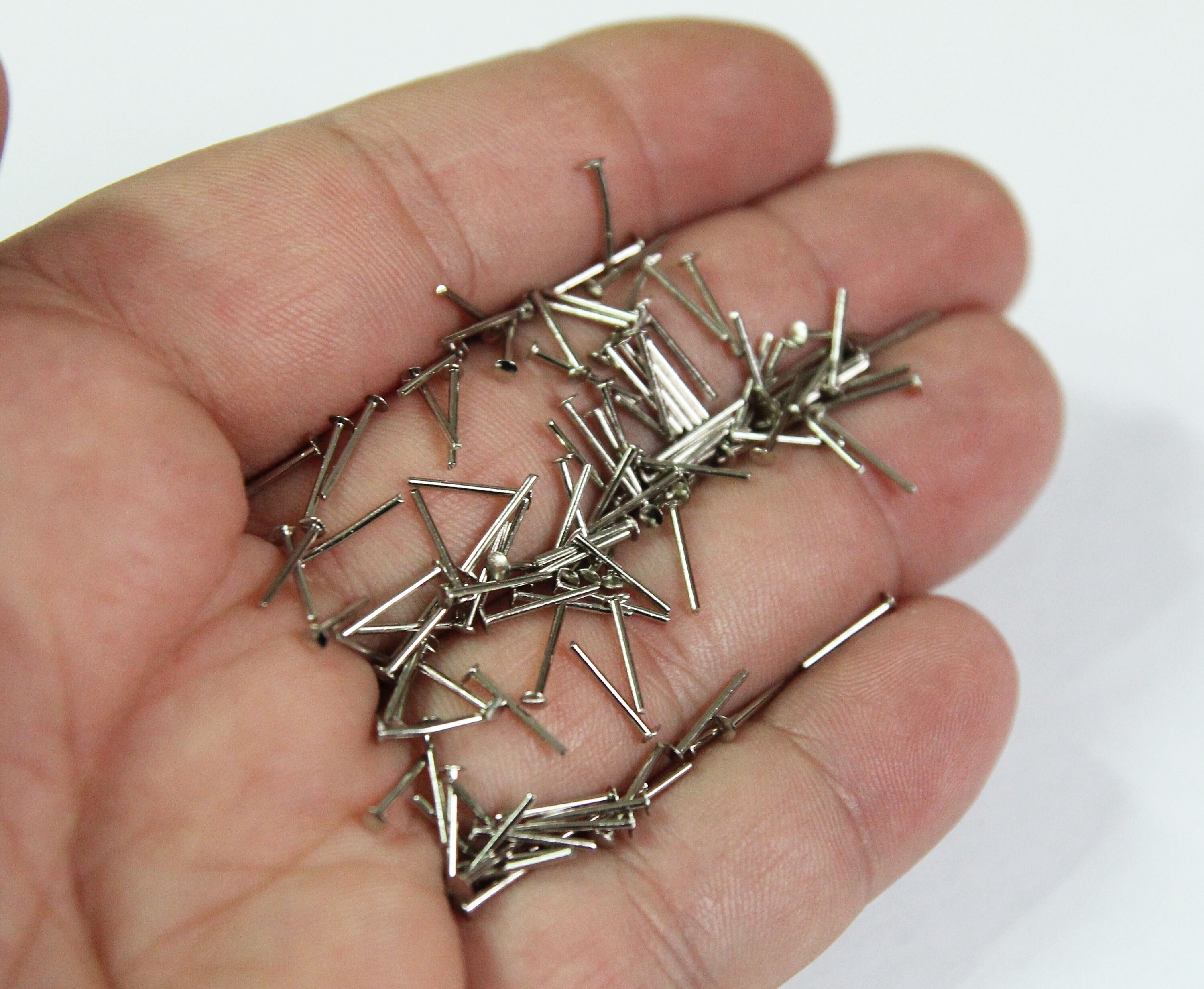 100 Pc's 10mm Flat Head Pins Head Pins Brass Raw Nickel Etsy