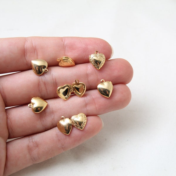 10x12mm 24k Shiny Gold Heart Pendant, With Folding Photo Locket, Heart Charm, Photo Frame Gold Heart, Heart Jewelry, Jewelry Supplies,FLŞ683
