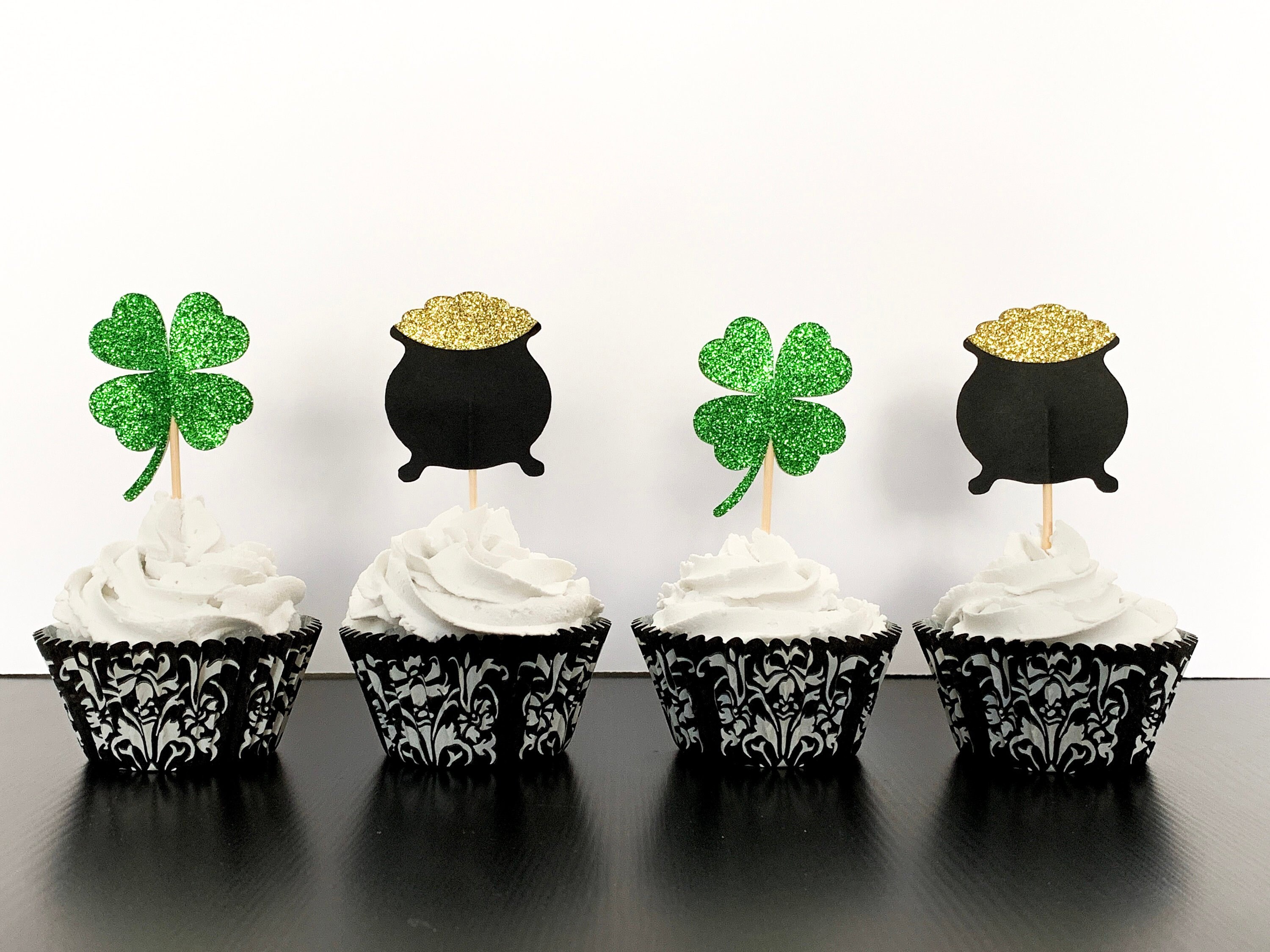 St Patricks Day Irish Glitter Cupcake Toppers Etsy