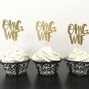 OMG, WTF Glitter Cupcake Toppers