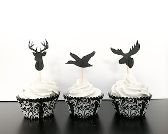 Marble Hunting Cupcake Pick- Birthday 035 Crossbow Hunting Cupcake Topper Bow Hunter Cupcake Toppers Set of 6 Glitter Pearl