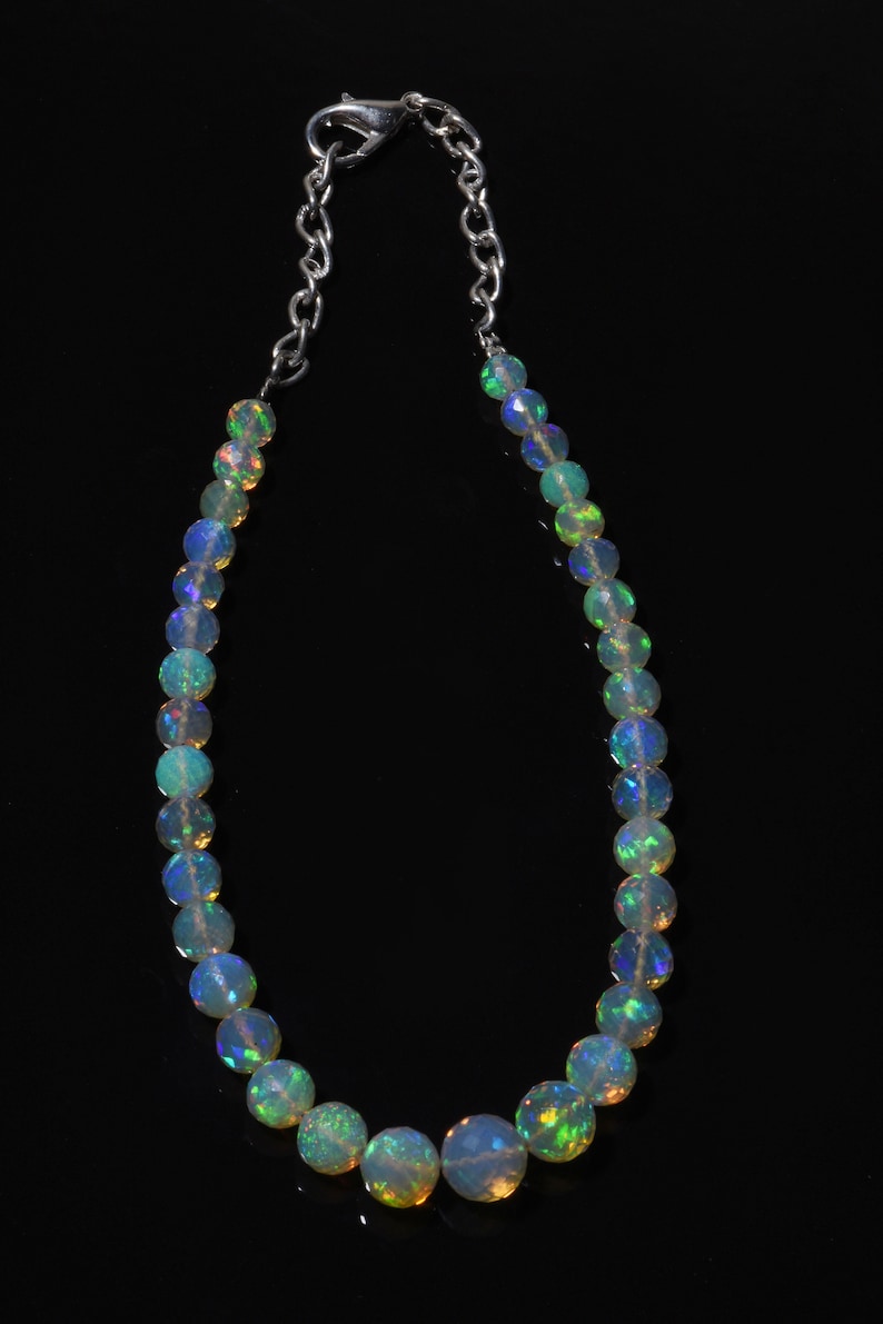 Natural Ethiopian Opal Faceted Round Beads 8 Inches Strand 3-5 MM Fire Opal Beads October Birthstone Necklace Wholesale Welo Opal