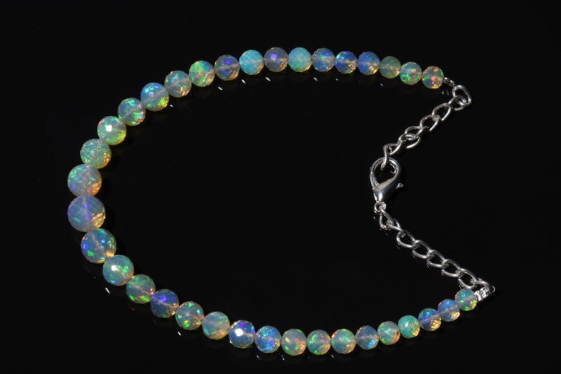 Natural Ethiopian Opal Faceted Round Beads 8 Inches Strand 3-5 MM Fire Opal Beads October Birthstone Necklace Wholesale Welo Opal