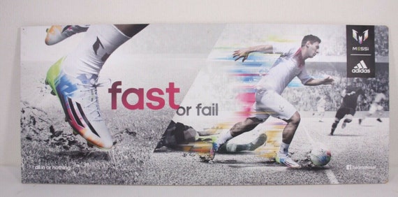 Adidas Lionel Leo Messi Fast or Fail Soccer Football Shoe All In or Nothing Store Marquee 18x42 Ad Promo 1990s Sign Display Poster Board Etsy