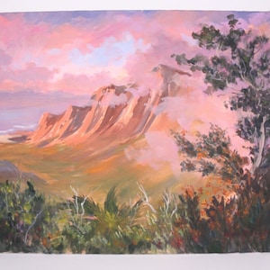 Jim Mclntyre Wheat Ridge Colorado 20 x 24 Oil Canvas Beautiful Pink Fiery Skies Mountain Sunset Landscape Painting