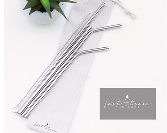 6 piece Silver Stainless Steel Straw | Silver Metal Straw | Party Straw | Eco Friendly | Reusable Straw | Silver Straw Set