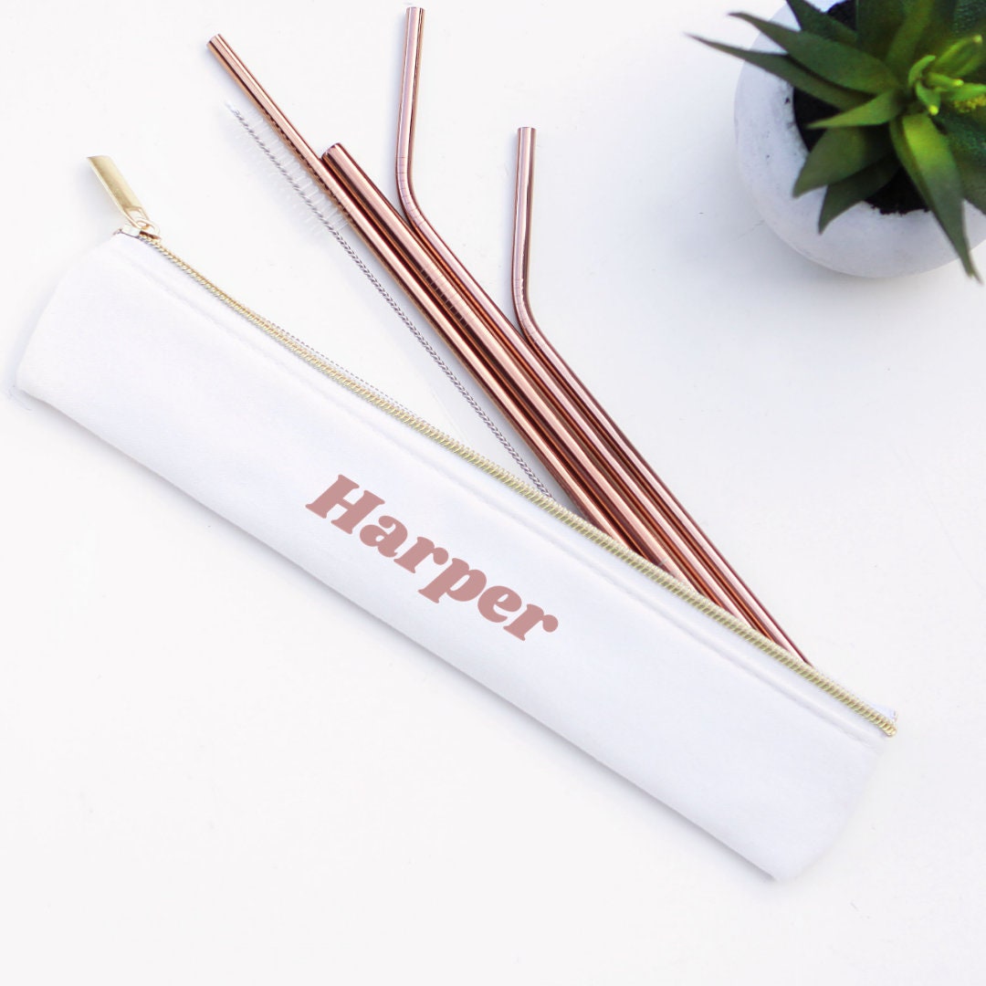 Personalized Straw Set Stainless Steel Straw Set Eco Etsy