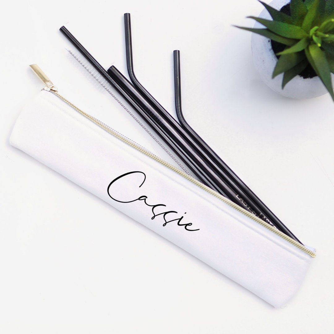 Personalized Straw Set Stainless Steel Straw Set Eco Etsy