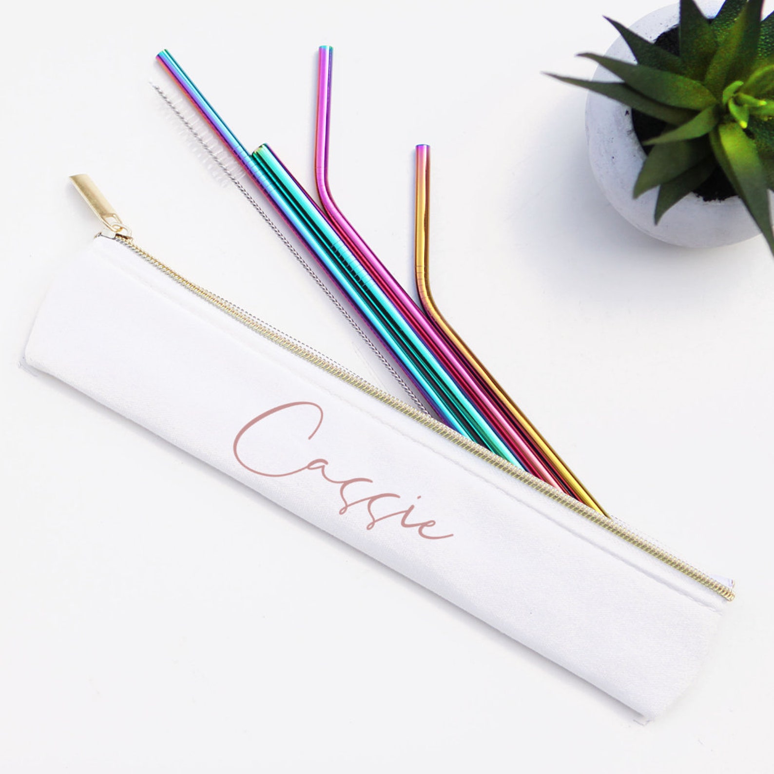 Personalized Straw Set Stainless Steel Straw Set Eco Etsy