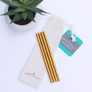 Reusable Cocktail Straws | Reusable Gold Straws | Eco Friendly Gift | Cute Reusable Straws | Fun Metal Straws | Cocktail Straws