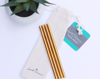 Reusable Cocktail Straws | Reusable Gold Straws | Eco Friendly Gift | Cute Reusable Straws | Fun Metal Straws | Cocktail Straws