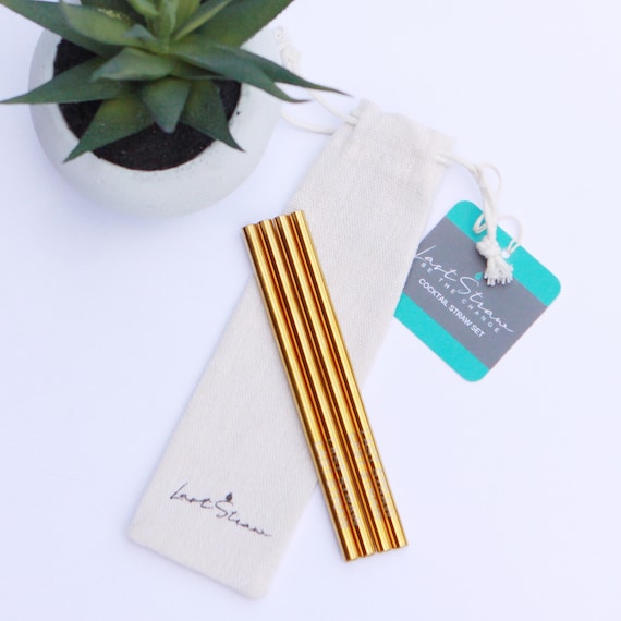 Reusable Cocktail Straws Reusable Gold Straws Eco Friendly Etsy