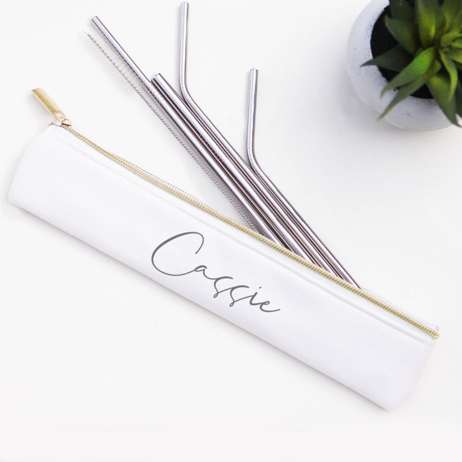Personalized Straw Set Stainless Steel Straw Set Eco Etsy