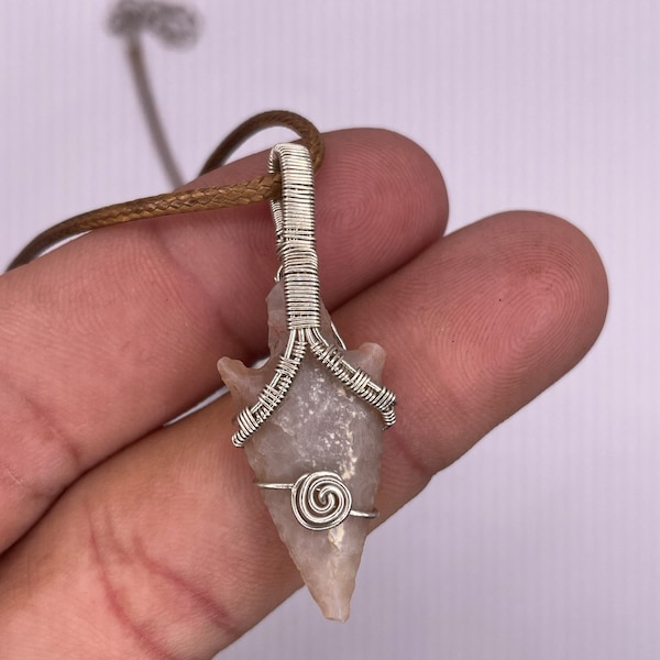 African arrowhead found arrowhead pendant bird point sterling silver wire great condition  Neolithic 1.18”