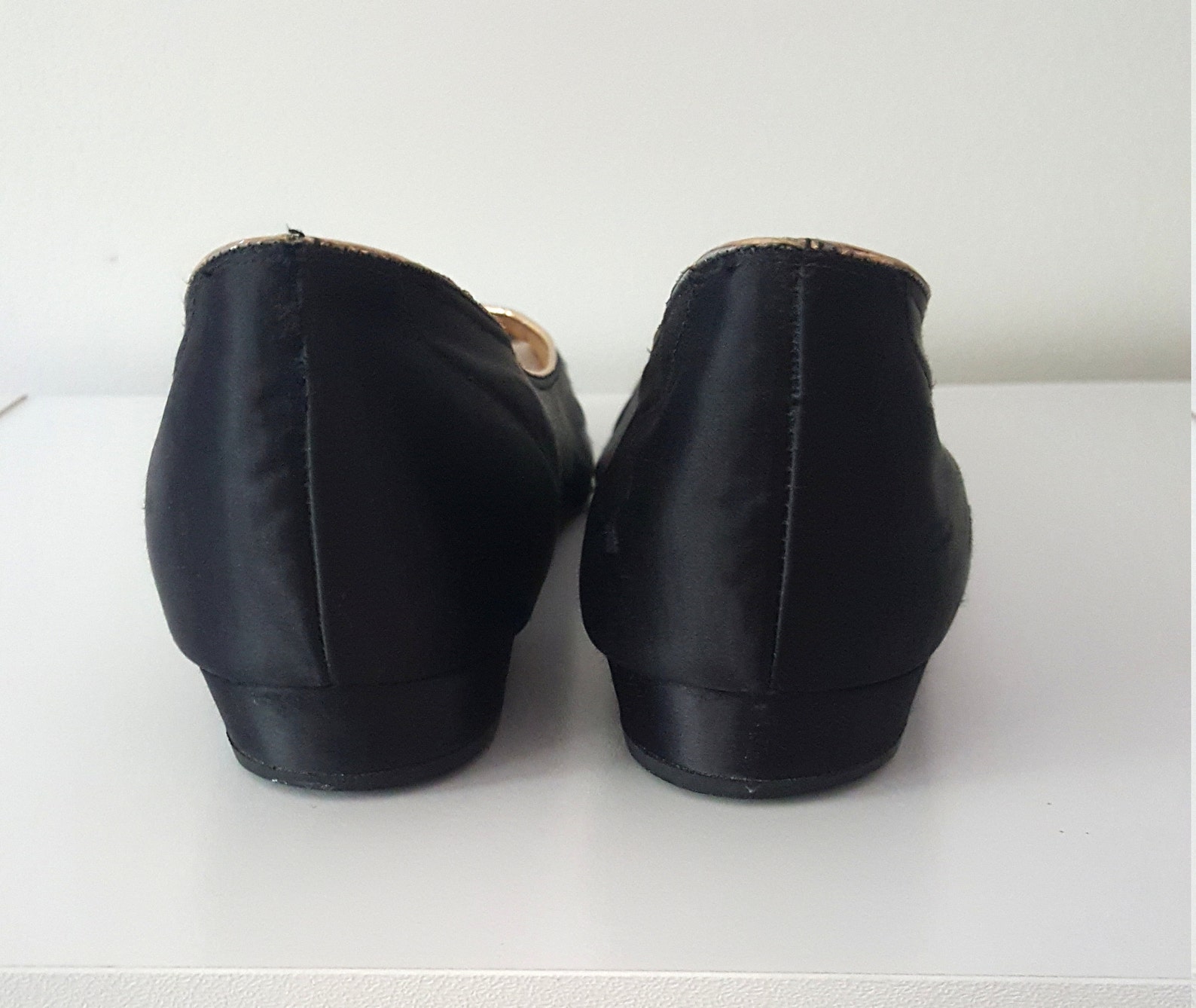 sale vintage 1980s i. magnin black and gold satin ballet flats, 80s vintage flats size 7 b sale vintage 1980s i. magnin black and gold satin ballet flats, 80s vintage flats size 7 b