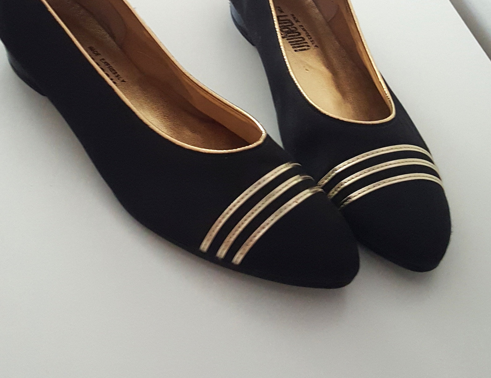 sale vintage 1980s i. magnin black and gold satin ballet flats, 80s vintage flats size 7 b sale vintage 1980s i. magnin black and gold satin ballet flats, 80s vintage flats size 7 b
