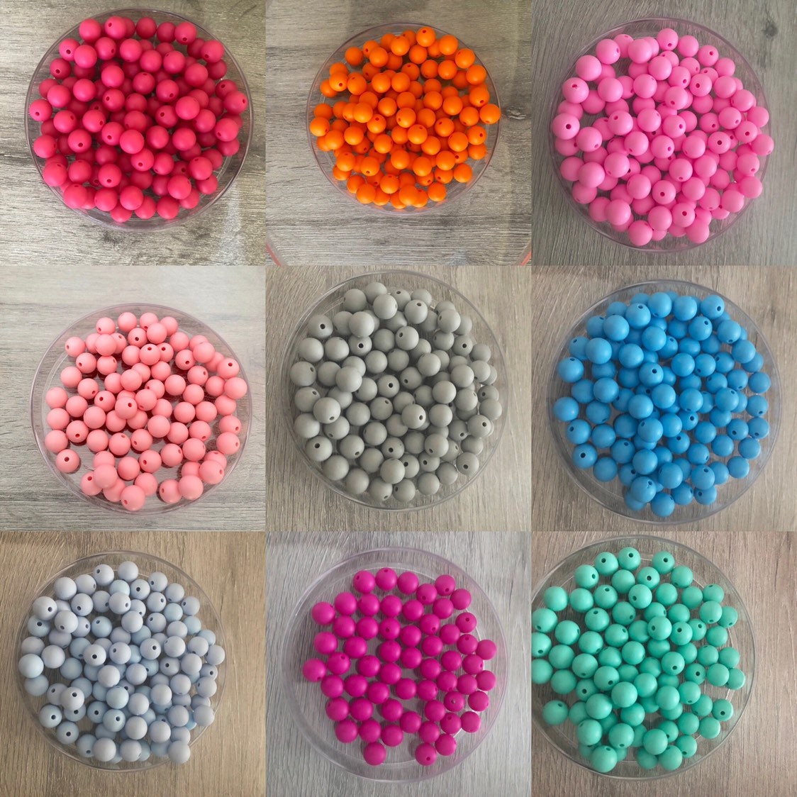 Lot of 10 beads RONDES 12mm silicone- material for tetine tetine yell…