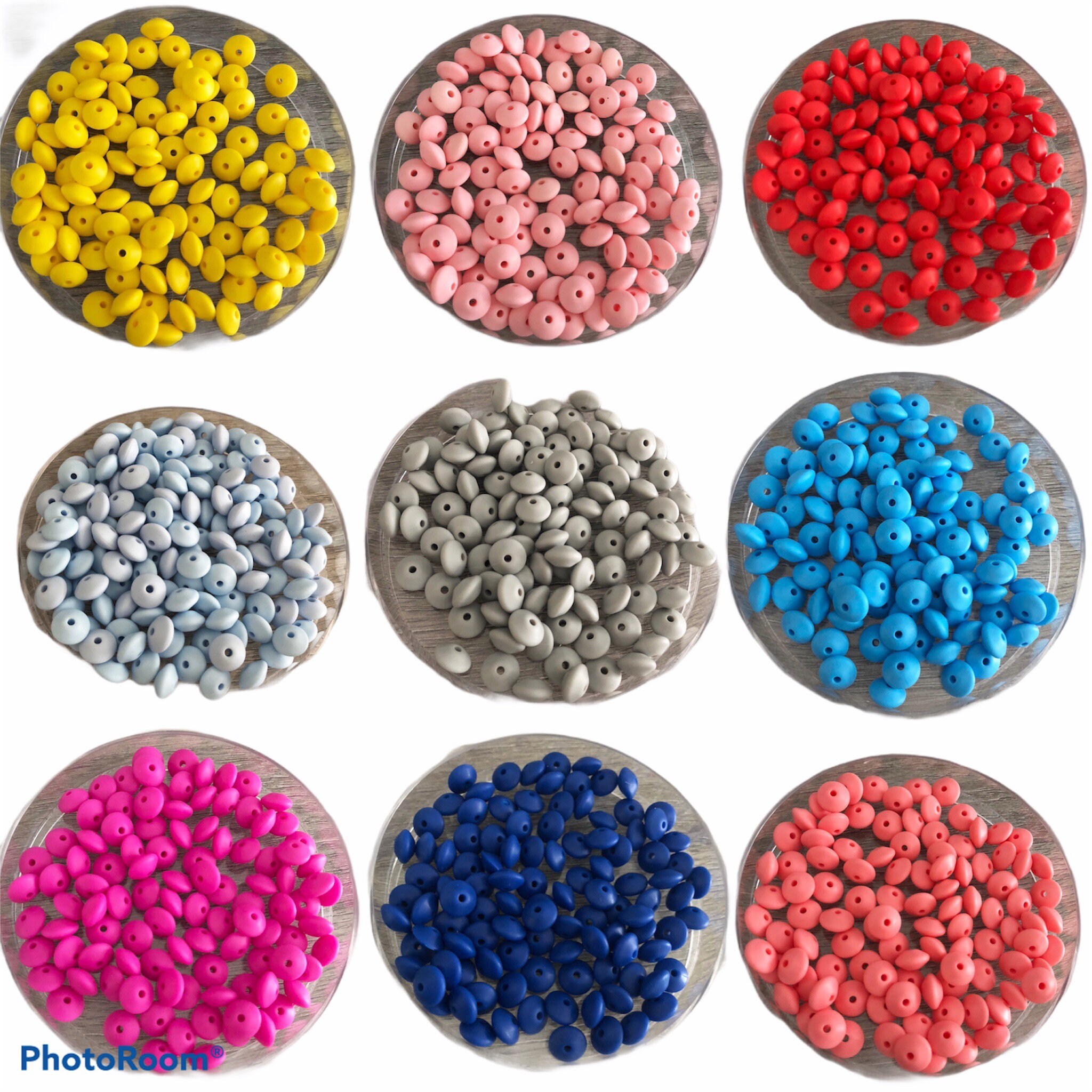 Lot of 10 silicone LENTILLES beads - material for tetine fastener (di…