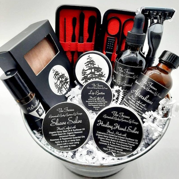 Men's Deluxe Natural Skincare Gift Basket, Birthdays, Valentine's Day, Get Well, Thank You, Grooms Gift, Graduation