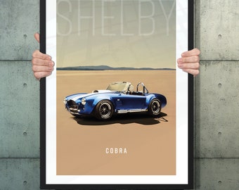 Shelby Cobra, car poster, classic car, auto art, wall art, graphic poster, automobile, motor car, race car, car art, memorabilia