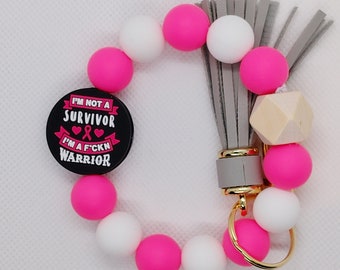 Warrior Breast Cancer Awareness Keychain Wristlet
