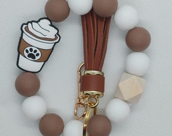 Paw Print Latte Silicone Keychain Wristlet