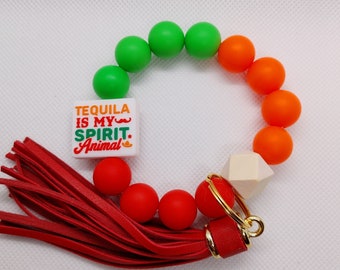 Tequila is My Spirit Animal Silicone Keychain Wristlet