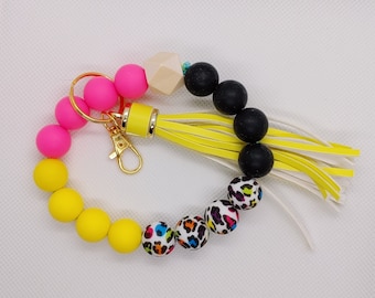 Bright Cheetah Keychain Wristlet