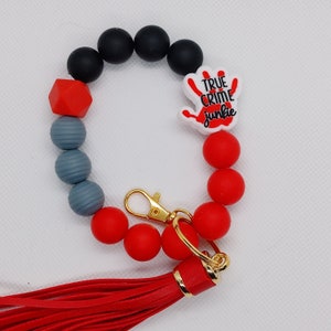 True Crime Junkie Silicone Bead Keychain Lanyard