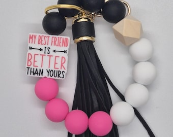 Best Friend Silcone Wristlet Keychain