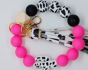 Cow Print Cactus Keychain Wristlet