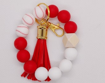 Baseball Silicone Bead Keychain Lanyard