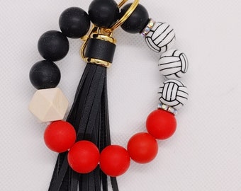 Volleyball Silicone Bead Keychain Lanyard