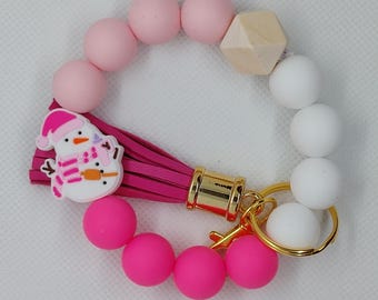 Snowman Silicone Keychain Wristlet