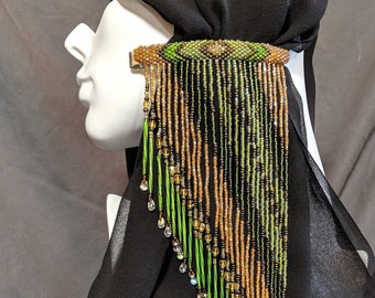 Lange groene tinten Beaded Barrette