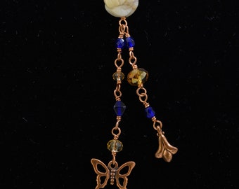 Gesneden Agate Rose charme ketting