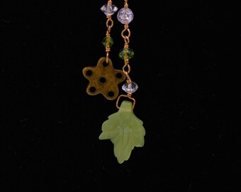 Gesneden Agaat blad en stenen charme ketting