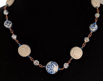 Porselein en Faux Ivoor ketting