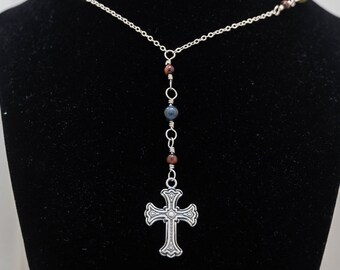 Kruis en Tijgeroog Ketting