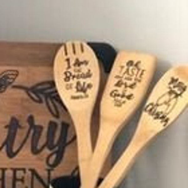 Wood Burned Bamboo Utensils