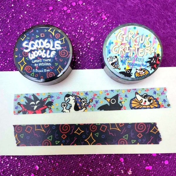 Circus Critters and Sqoogle Woogle Washi Tape with Funny Design