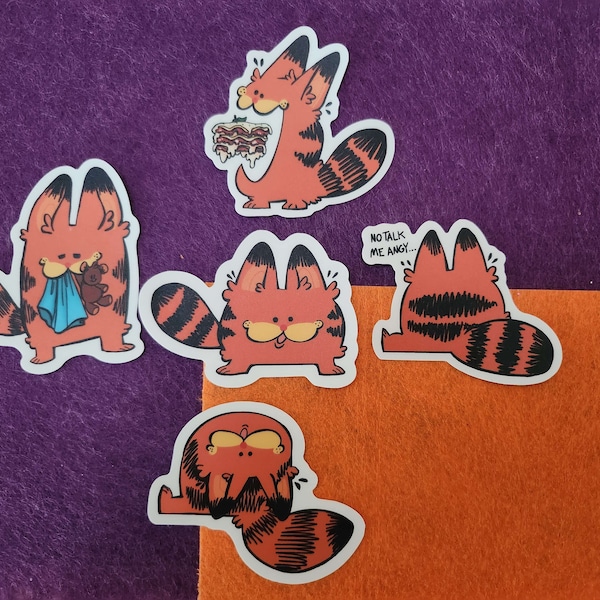 Cute Silly Garf Cat Stickers | Waterbottle, Laptop, Decal Sticker