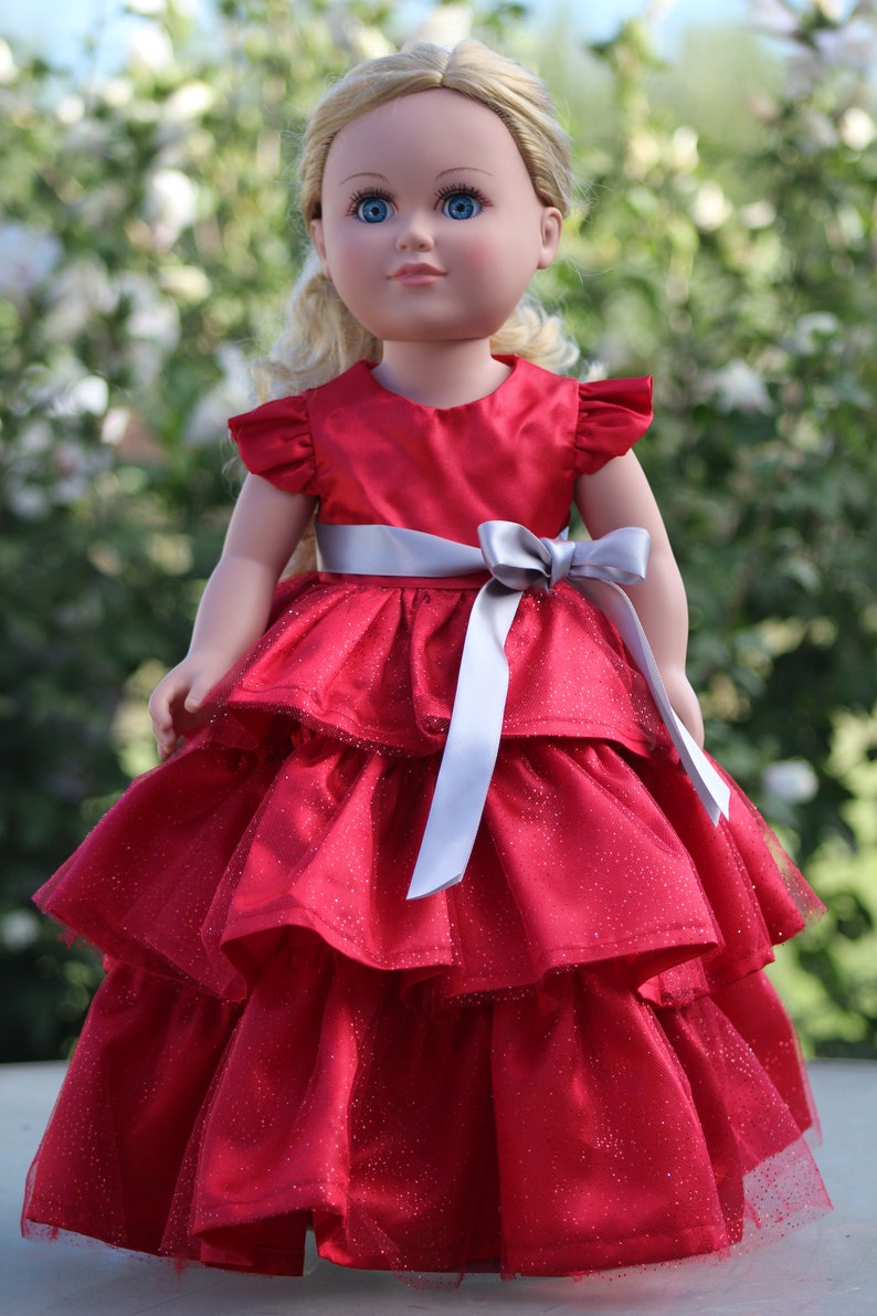 Red Christmas sateen dress. 18 Doll Clothes American Girl Etsy