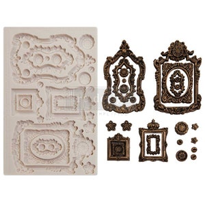 Prima Mould Redesign &quot;Ornate Frames&quot;  - Vintage Art Decor silicon mold Food safe 969530