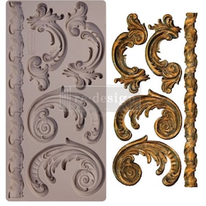 Prima Mould Redesign "Lilian Scrolls"  - Vintage Art Decor silicon mold Food safe 654603