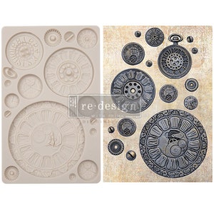 Prima Mould Redesign &quot;Clock Faces&quot; - Vintage Art Decor silicon mold Food safe 969370