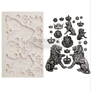 Prima Mould Redesign &quot;Regal Lions &quot;  - Vintage Art Decor silicon mold Food safe 969547
