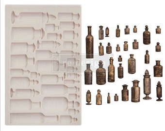 Prima Mould Redesign "Apothecary Bottles"  - Vintage Art Decor silicon mold Food safe 969486