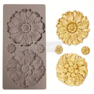Prima Mould Redesign &quot;Engraved Medallions - Vintage Art Decor silicon mold Food safe 661151