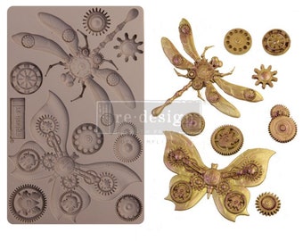 Prima Mould Redesign "Mechanical Insecta"  - Vintage Art Decor silicon mold Food safe 652142
